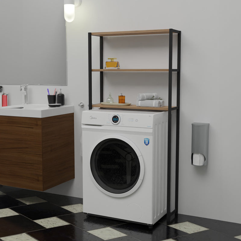 Шкаф за пералня Bothy дъб -черен цвят 70x21x150см