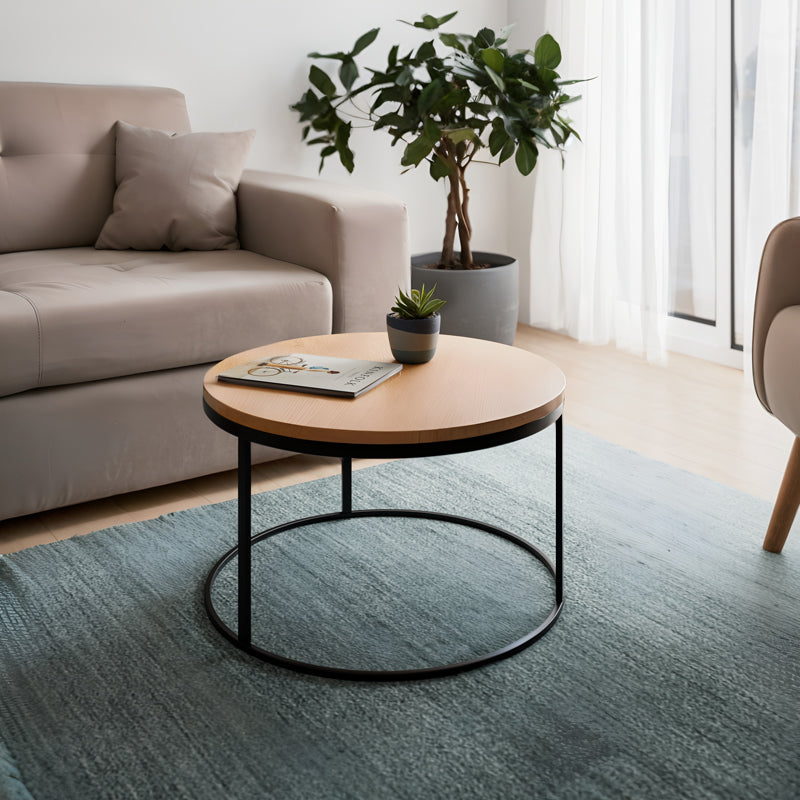 Холна маса Drion дъб меламин-черен метал Д60х40см