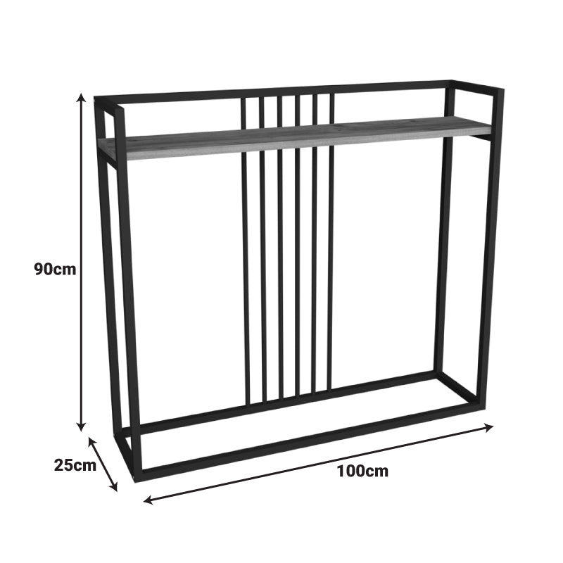 Конзолна маса Convida  антрацит, с черна метална рамка, 100x25x90 см
