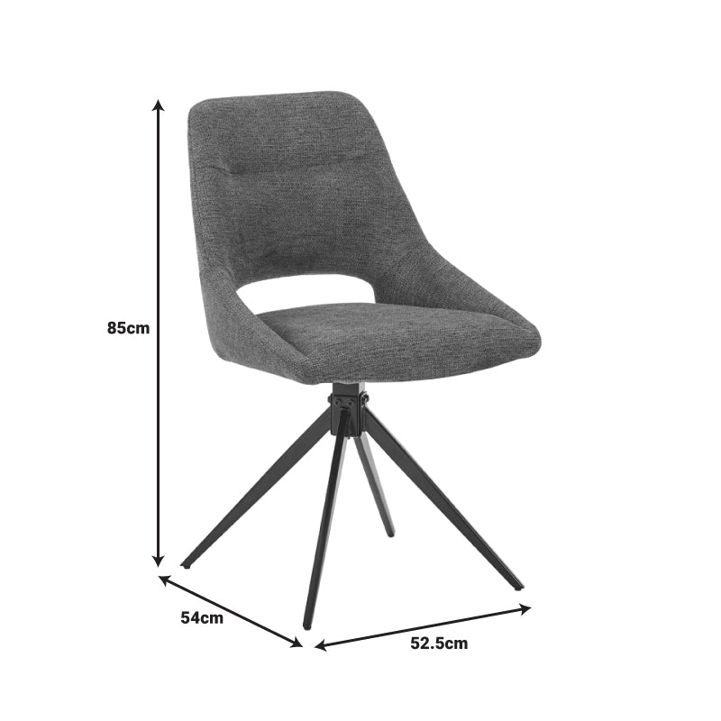Въртящ се стол Luciano I в антрацитна дамаска-метален крак черен 52,5x54x85см