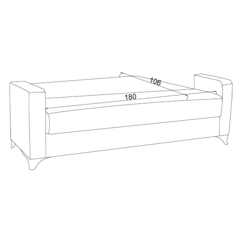 Vox триместен диван с кремава дамаска за съхранение 214x82x83см