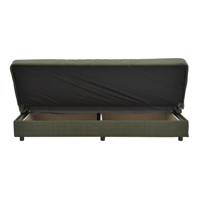 Триместен диван Romina с място за съхранение зелен плат 190x75x85см