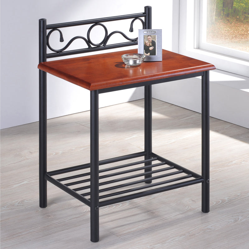 Нощно шкафче Kellien цвят орех дърво-черен метал 45x35x62см