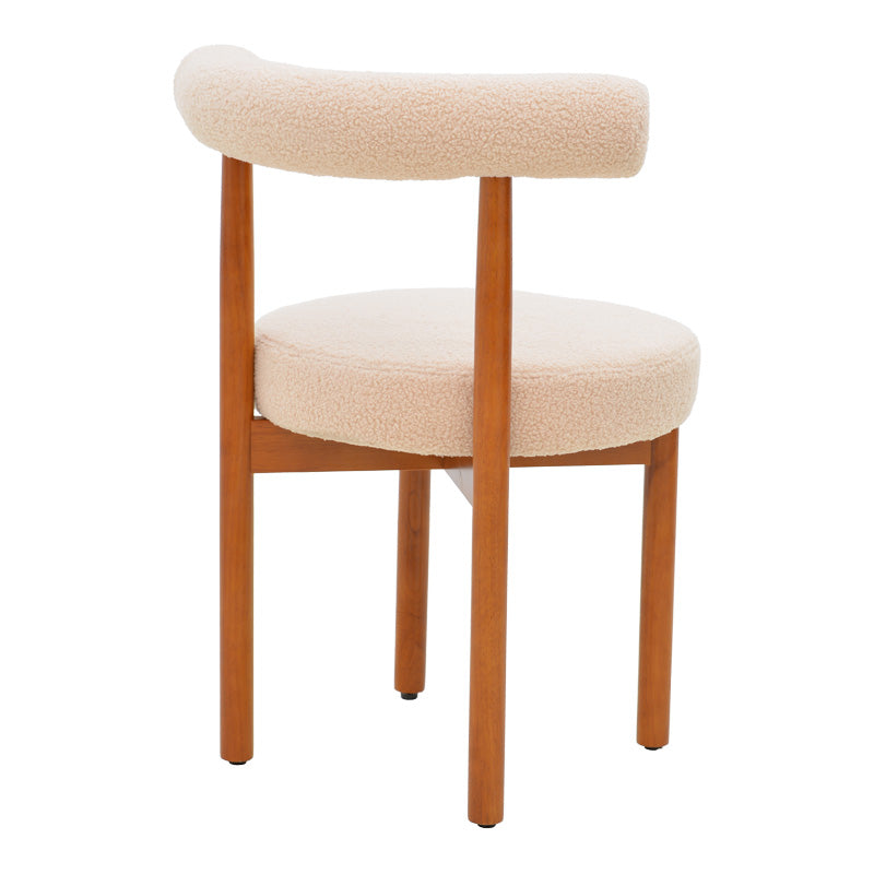 Стол Fenza бежова дамаска-крака от бук в цвят орех 60x54x75см