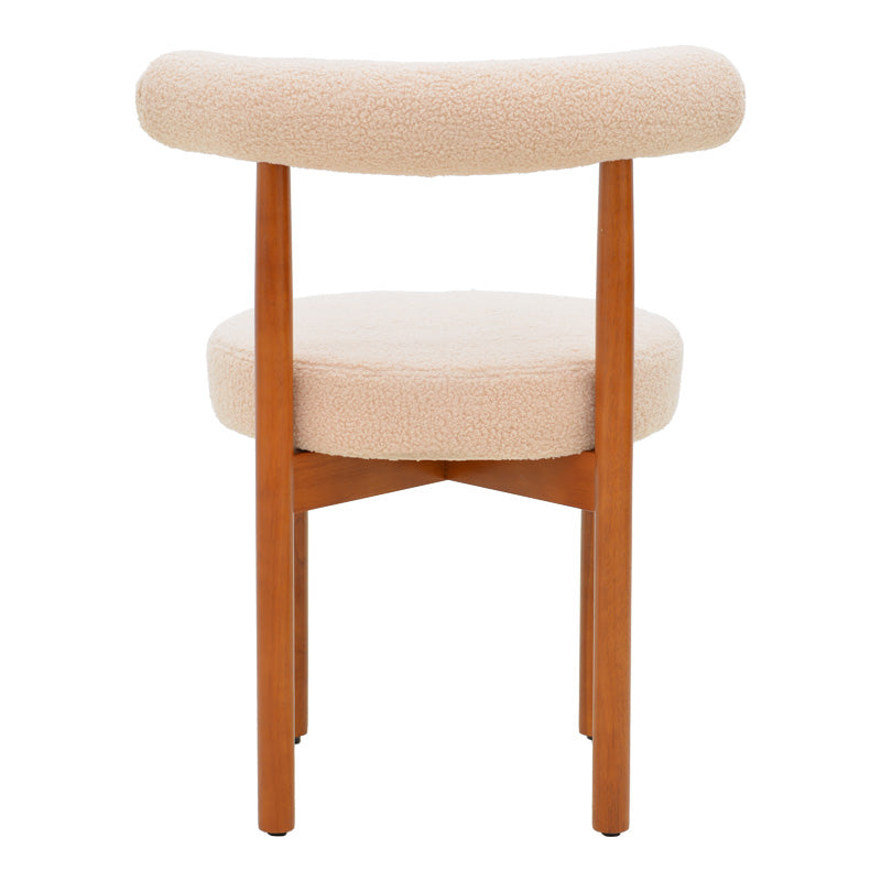 Стол Fenza бежова дамаска-крака от бук в цвят орех 60x54x75см