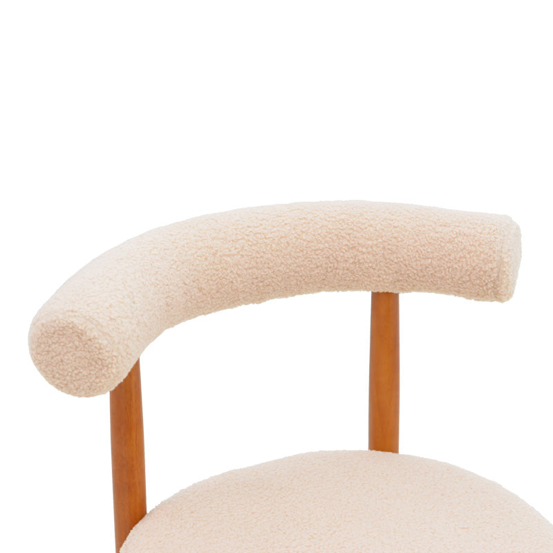 Стол Fenza бежова дамаска-крака от бук в цвят орех 60x54x75см