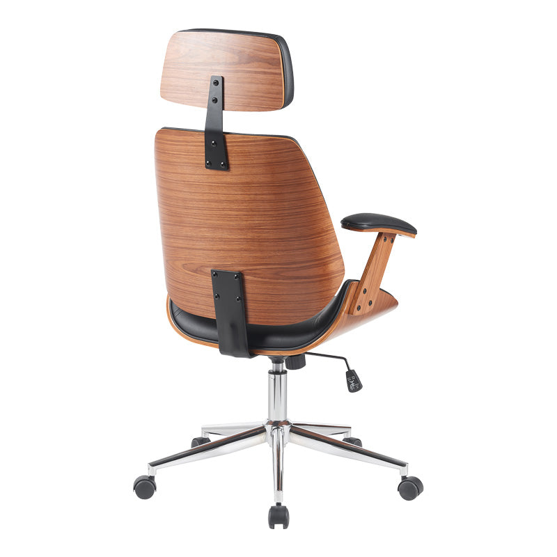 Режисьорски офис стол Fetseno черна основа от пу-хром 53x56x113.5-123.5cm