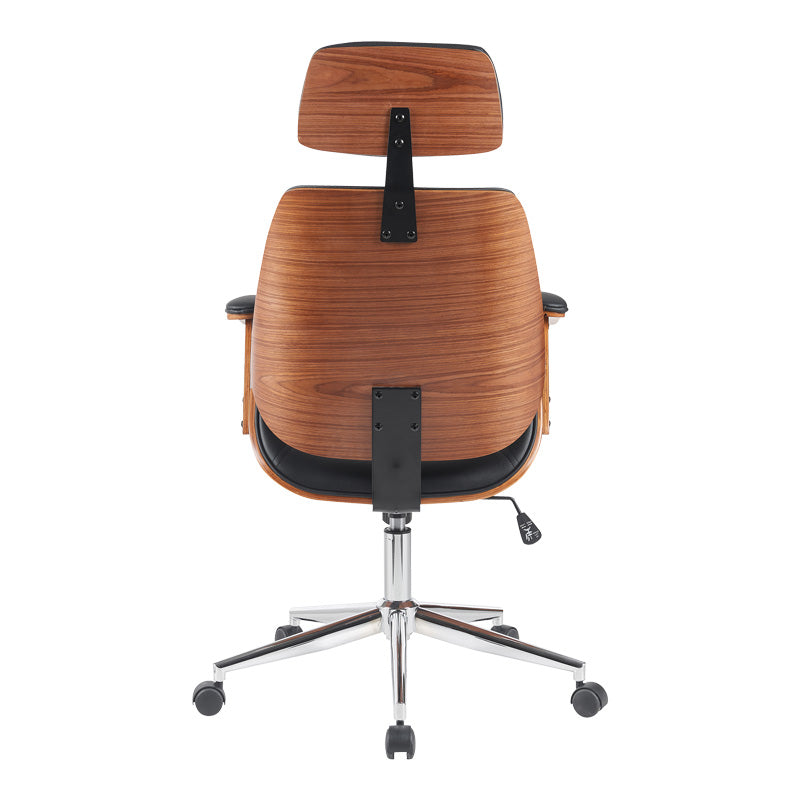 Режисьорски офис стол Fetseno черна основа от пу-хром 53x56x113.5-123.5cm