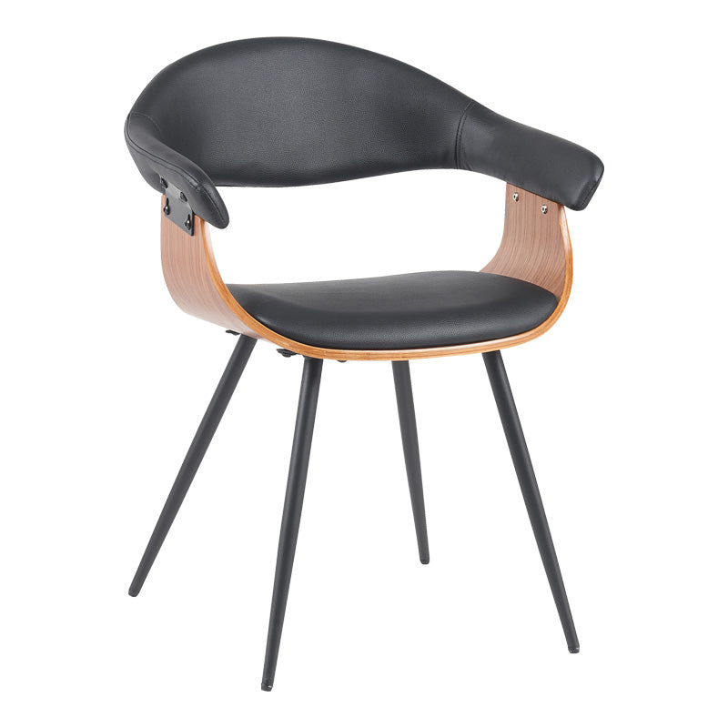 Кресло Austen  pu черен-орех дърво-черен метал 58x55x77cm