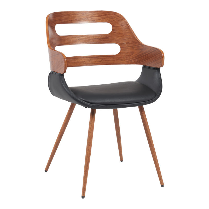 Кресло  Fern pu черно-орехово дърво 52x59x80см