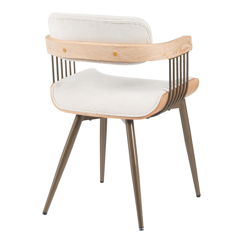 Фотьойл Cameo метален бронз-бяло-измито дърво-бежов плат 53x49.5x75.5cm