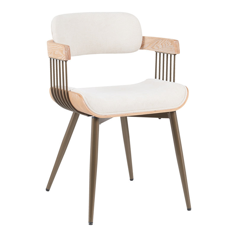 Фотьойл Cameo метален бронз-бяло-измито дърво-бежов плат 53x49.5x75.5cm