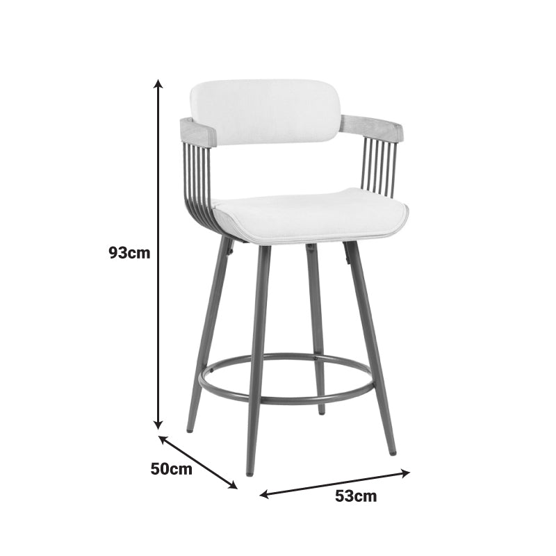 Бар стол Cameo метален бронз-бяло-дърво-бежов плат 53x50x93см
