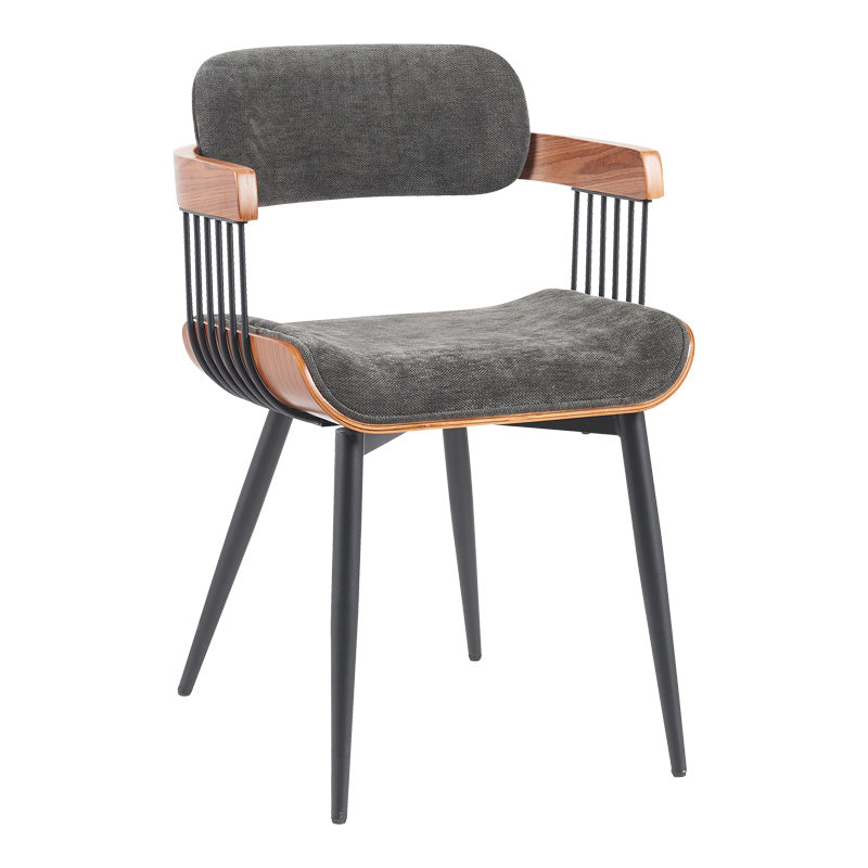 Фотьойл Cameo метал черен-орех дърво-тъмно сив плат 53x49.5x75.5cm