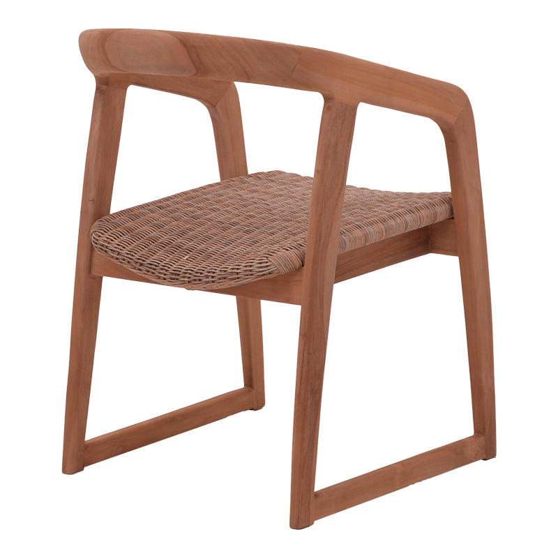 Фотьойл Somalia алуминиев с крак от тиково дърво в естествен нюанс и кафяв ратан 57x62x80см