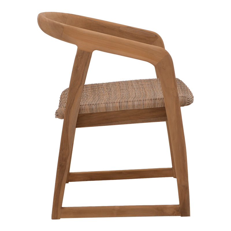 Фотьойл Somalia алуминиев с крак от тиково дърво в естествен нюанс и кафяв ратан 57x62x80см