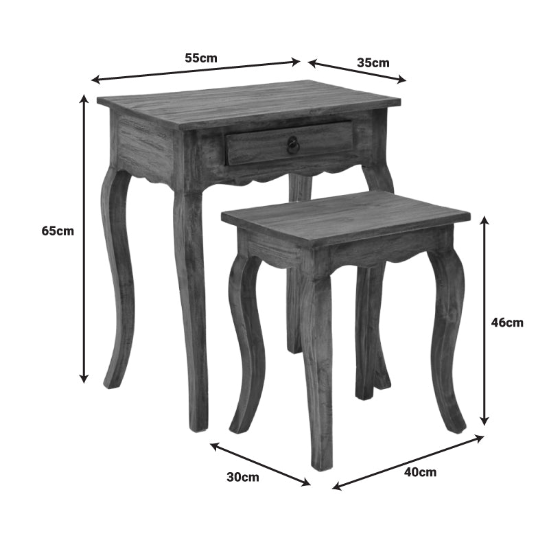 Помощна маса Nesto комплект от 2 естествено антично махагоново дърво