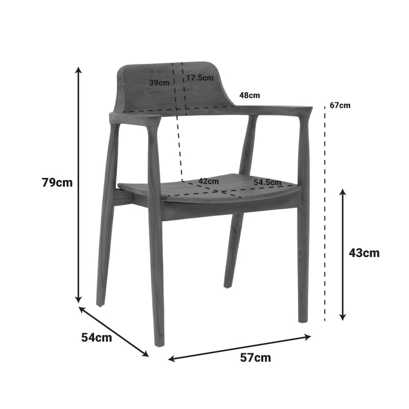 Фотьойл Jambene цвят орех тиково дърво 57x54x79см