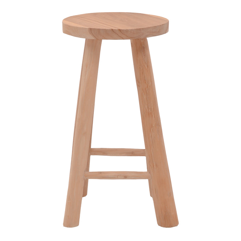 Табуретка Charloce естествен цвят тиково дърво D35x62см