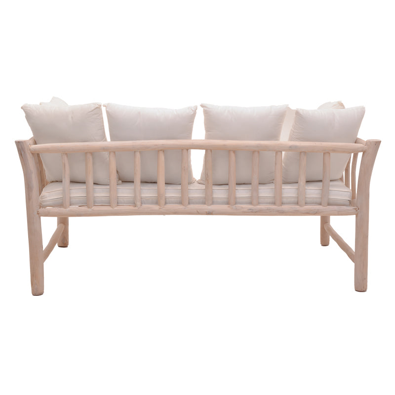 2-местен диван Dranjere естествен цвят тиково дърво с бежов плат 167x80x71см