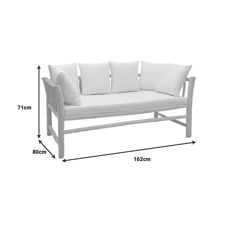 2-местен диван Dranjere естествен цвят тиково дърво с бежов плат 167x80x71см