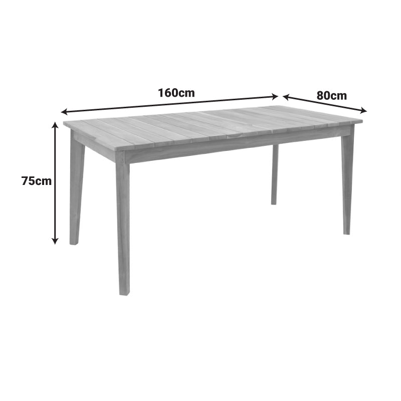 Маса Ory от тиково дърво в естествен нюанс 160x80x75см