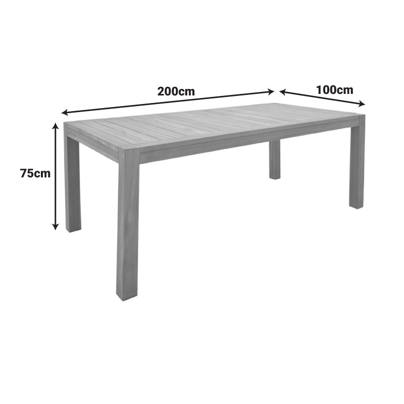Маса от тиково дърво Vocaly в естествен нюанс 200x100x75 см