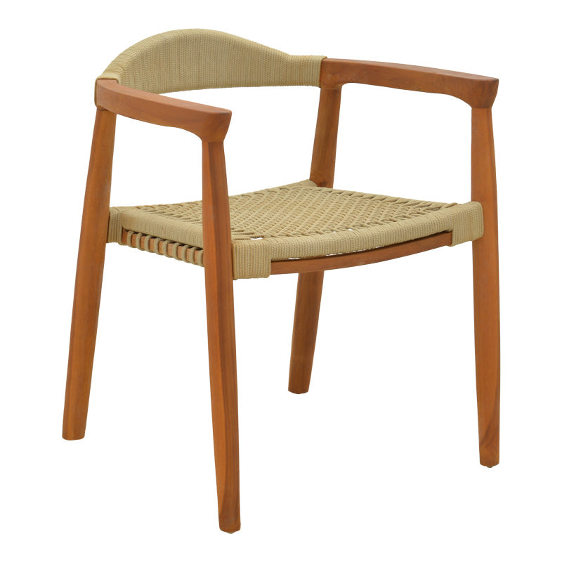 Фотьойл Ganny тиково дърво и пе въже в естествен нюанс 61x58x71см