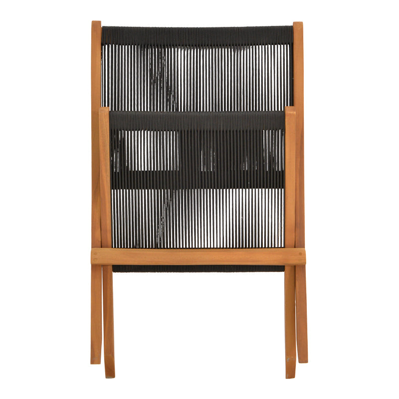 Сгъваем фотьойл Seal тиково дърво и пе въже в черен нюанс 61x76x72см