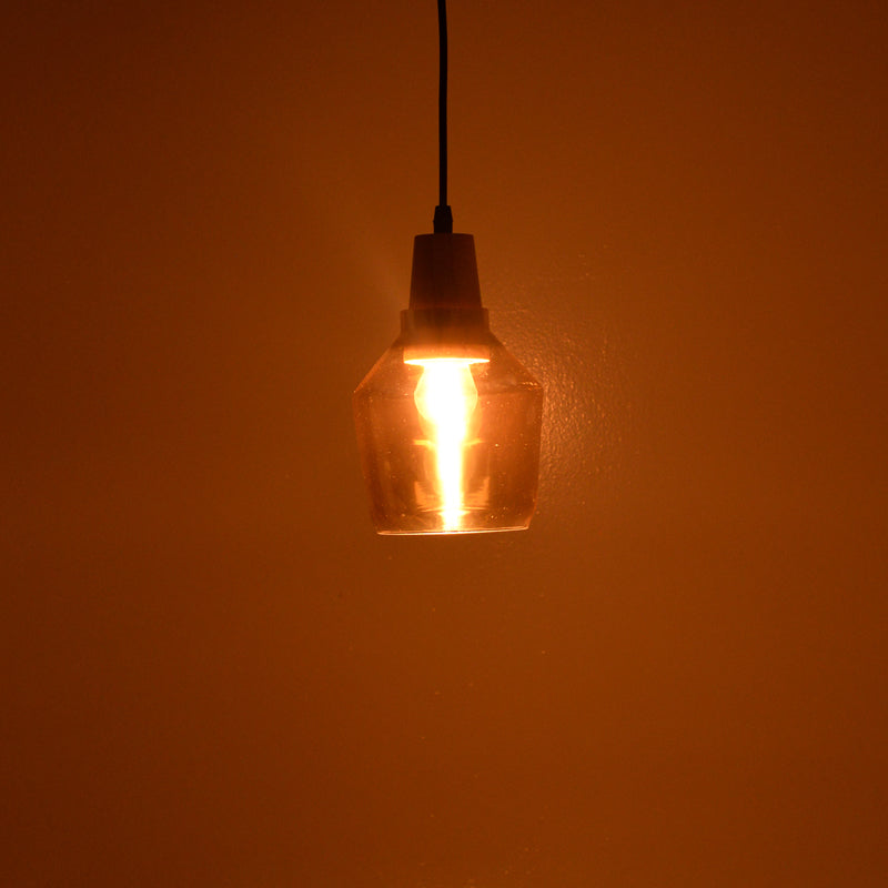 Таванна лампа 002 естествен метал-стъкло D13.8x23см