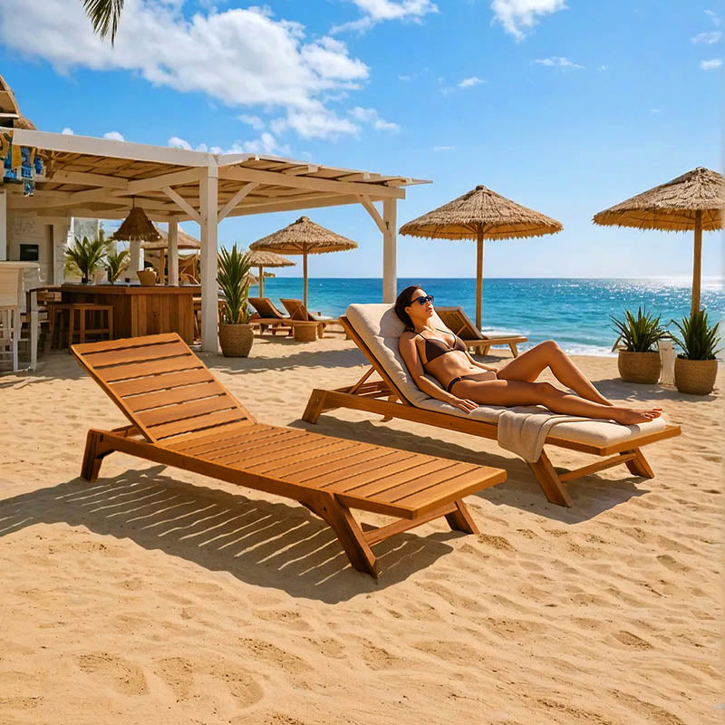 Шезлонг Melop тиково дърво в естествен нюанс 200x70x35см