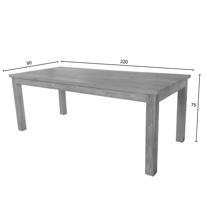 Маса трапезна Wooly тиково дърво в естествен нюанс 220x90x75см