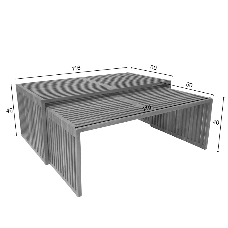 Комплект маса Tinnie от 2 тиково дърво в естествен нюанс