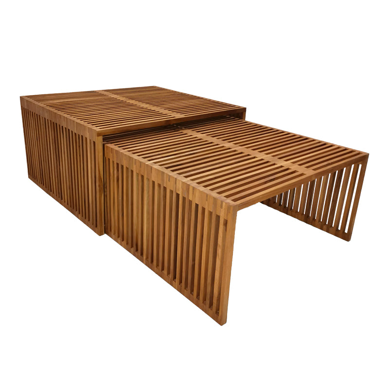 Комплект маса Tinnie I от 2 тиково дърво в естествен нюанс