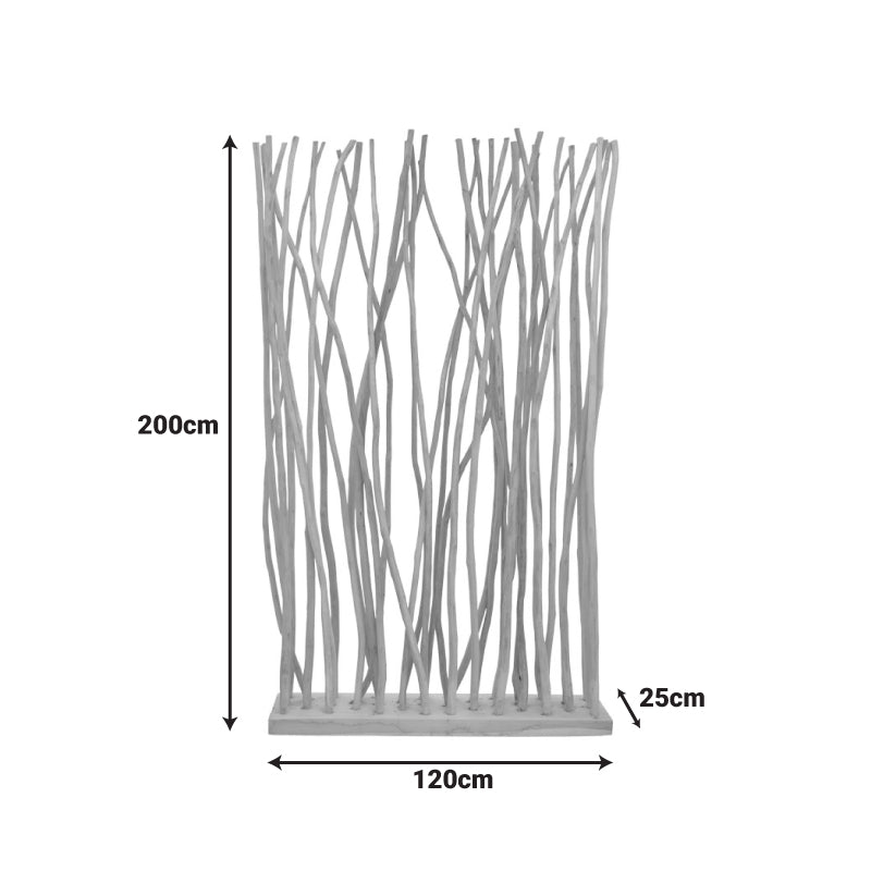 Параван от тикови клони Barbin естествен цвят 120x25x200см
