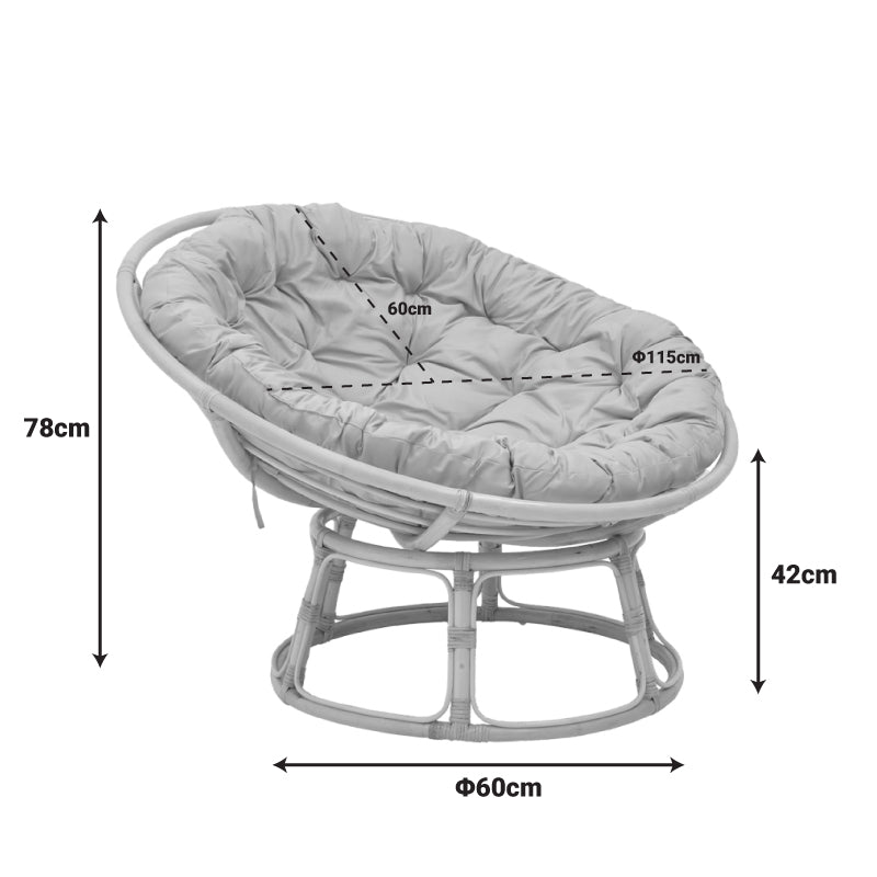 Кресло Servey естествен цвят ратан pe-бежово възглавница D115x58cm
