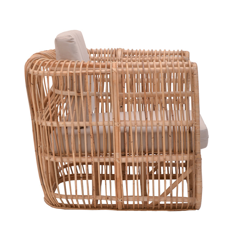 Кресло Fajole естествен цвят ратан-бежово възглавница 86x86x66см