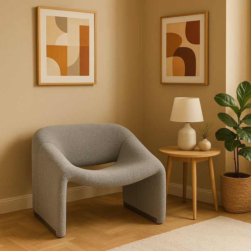 Фотьойл Clous плат букле в светлосив нюанс 86x77x73.5cm