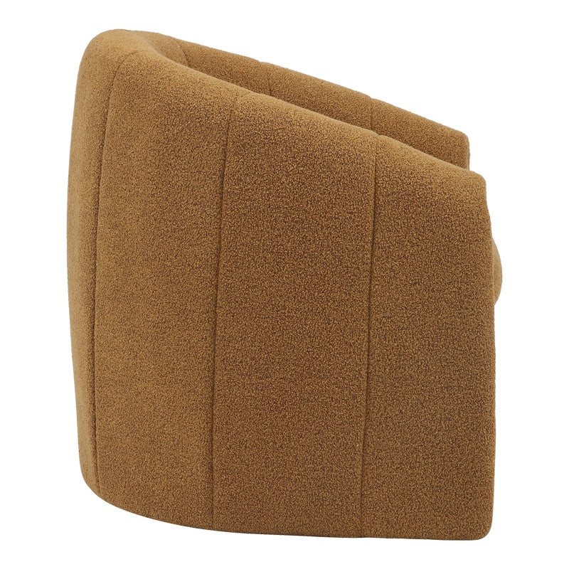 Елегантен фотьойл Fassy плат букле в горчичен нюанс 80x66x80см