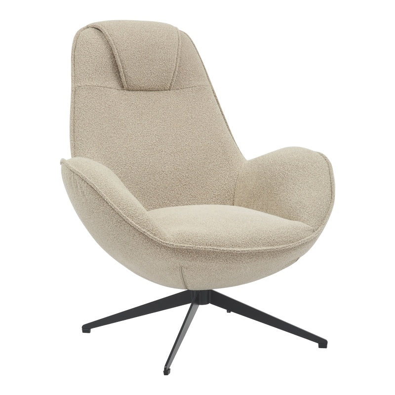 Въртящ се фотьойл Flago плат букле в бежов нюанс 85x88x103.5cm