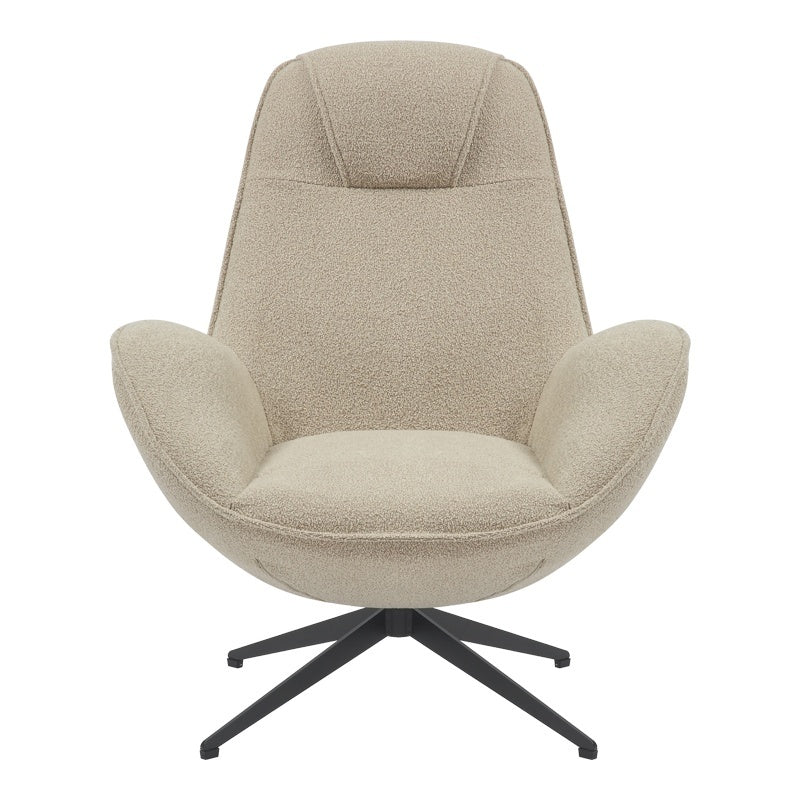 Въртящ се фотьойл Flago плат букле в бежов нюанс 85x88x103.5cm