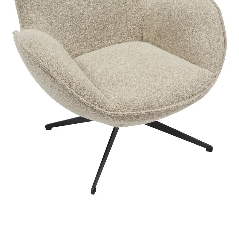 Въртящ се фотьойл Flago плат букле в бежов нюанс 85x88x103.5cm