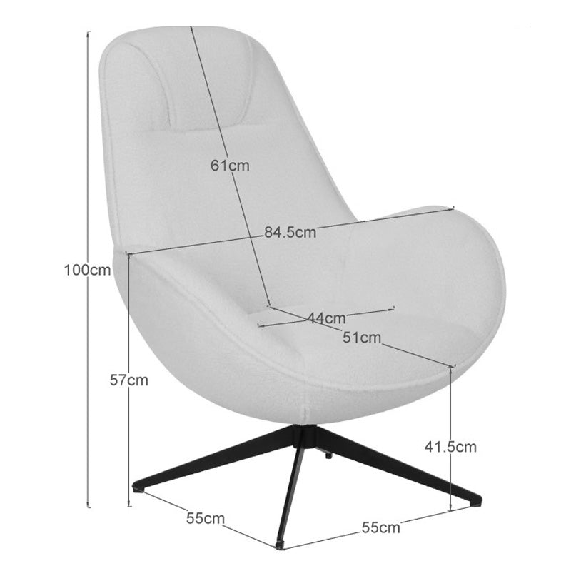 Фотьойл въртящ се Flago плат букле в светло сив нюанс 85x88x103.5cm