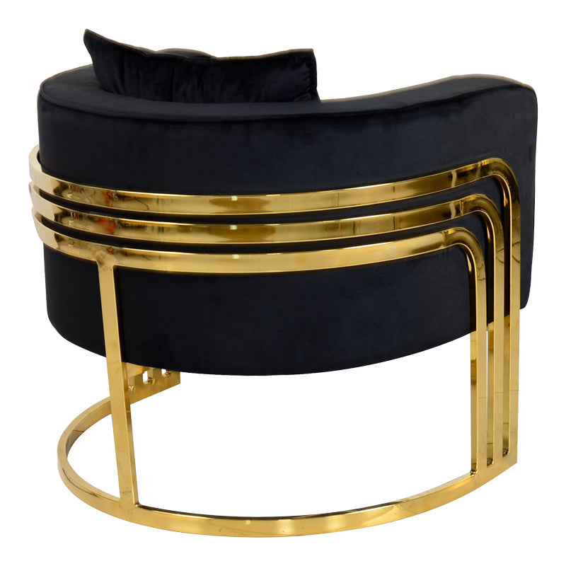 Фотьойл Roblu златен метал и кадифена тъкан в черен нюанс 72x77.4x70cm