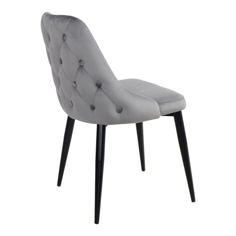 Стол Zedna сиво кадифе с черни метални крака 51x58x84см