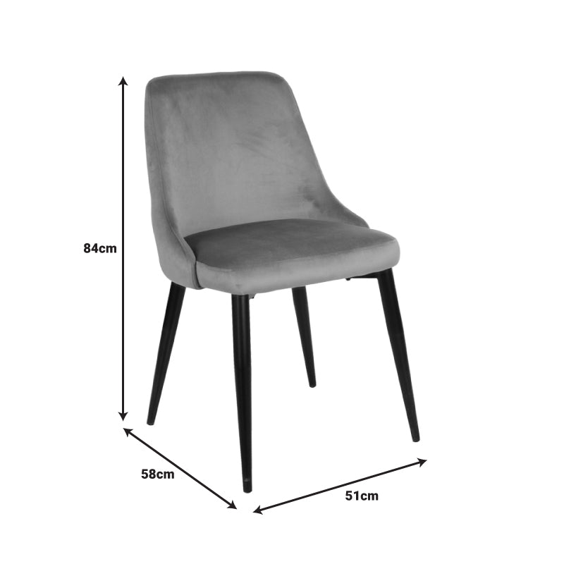 Стол Zedna сиво кадифе с черни метални крака 51x58x84см