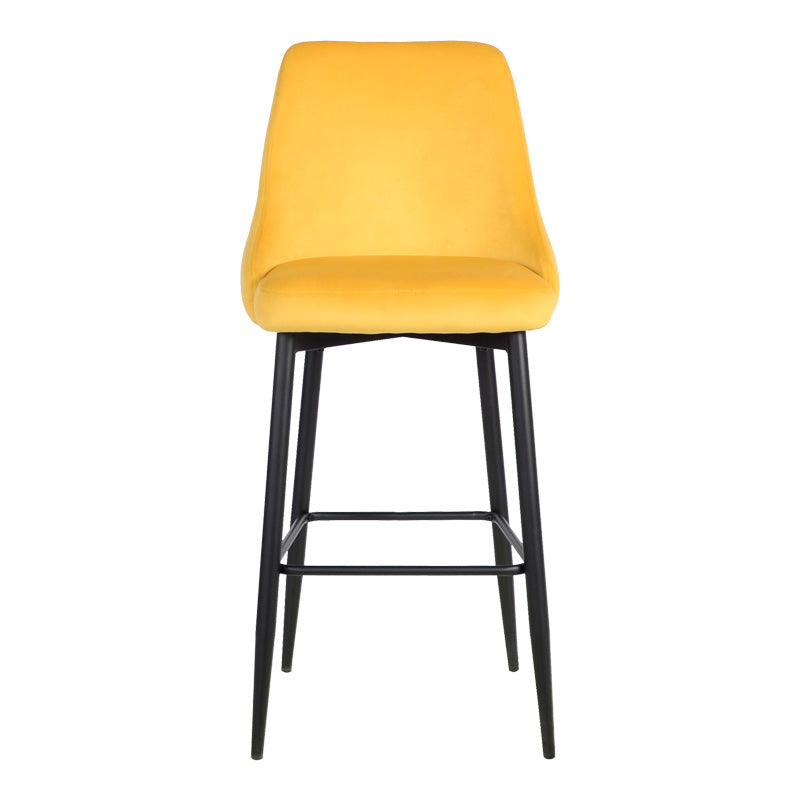 Бар стол Zedna жълто кадифе с черни метални крака 52x57x111см