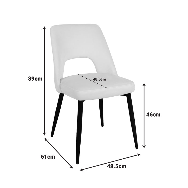 Стол murde бежово кадифе и метални крака в черен цвят 48.5x61x89см