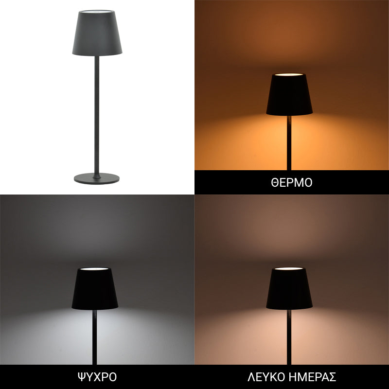 Brave Ι LED сензорна настолна лампа акумулаторна в черен цвят D11.5x37cm