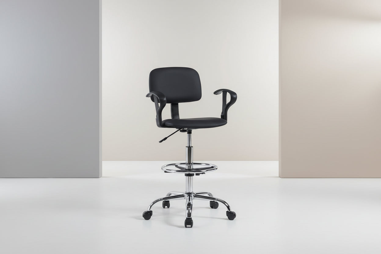 Офис стол Icina ι pu на колелца в черен цвят 58x54x102-123см